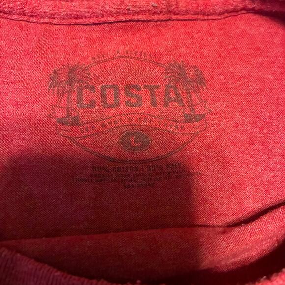 Costa Del Mar T-Shirt Men's L Red Fishing Beach Outdoor Short Sleeve Cotton Poly - Picture 3 of 8